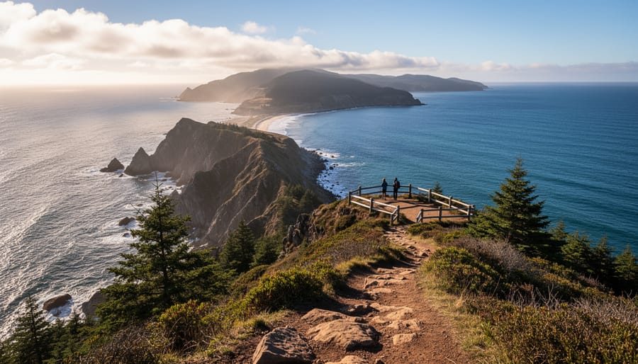 A hiker at Malady Head lookout overlooking the rugged Newfoundland coastline