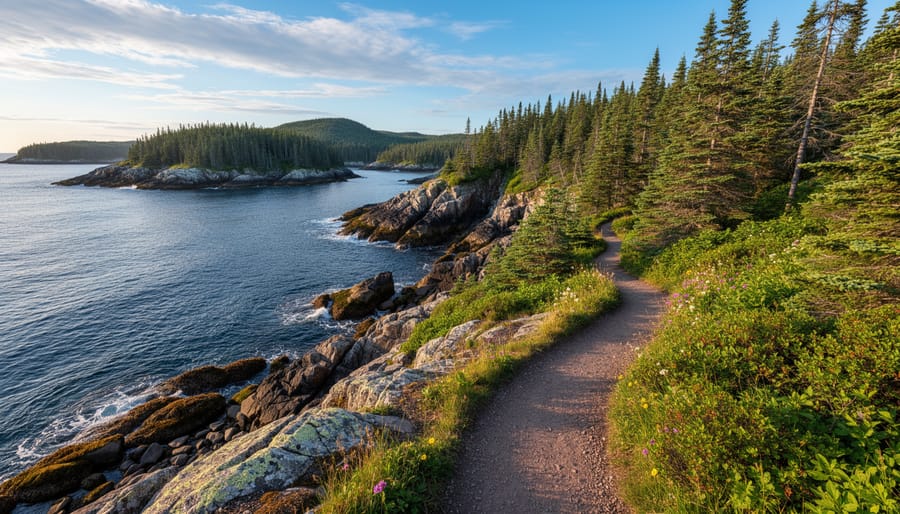 Scenic overview of Terra Nova National Park coastline and forested trails